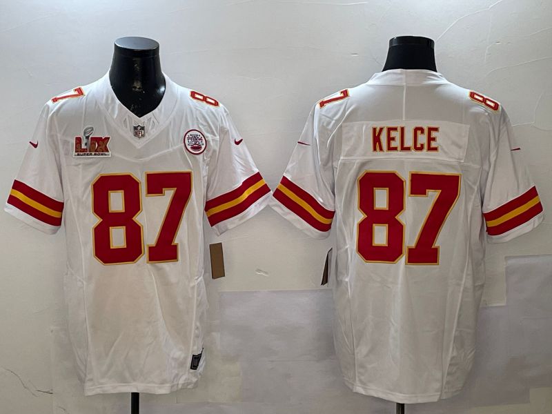Men Kansas City Chiefs #87 Kelce White Three generations 2025 Nike Vapor Limited NFL Jersey style 6
